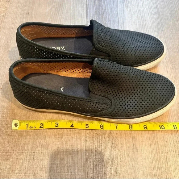 Sperry TopSider Seaside Perf Slip On Shoe Size 10 Black GUC - Picture 7 of 7